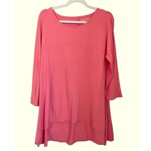 Coolibar Womens Size L Pink UPF 50 Sun Protection 3/4 Sleeve Tunic Swing Top